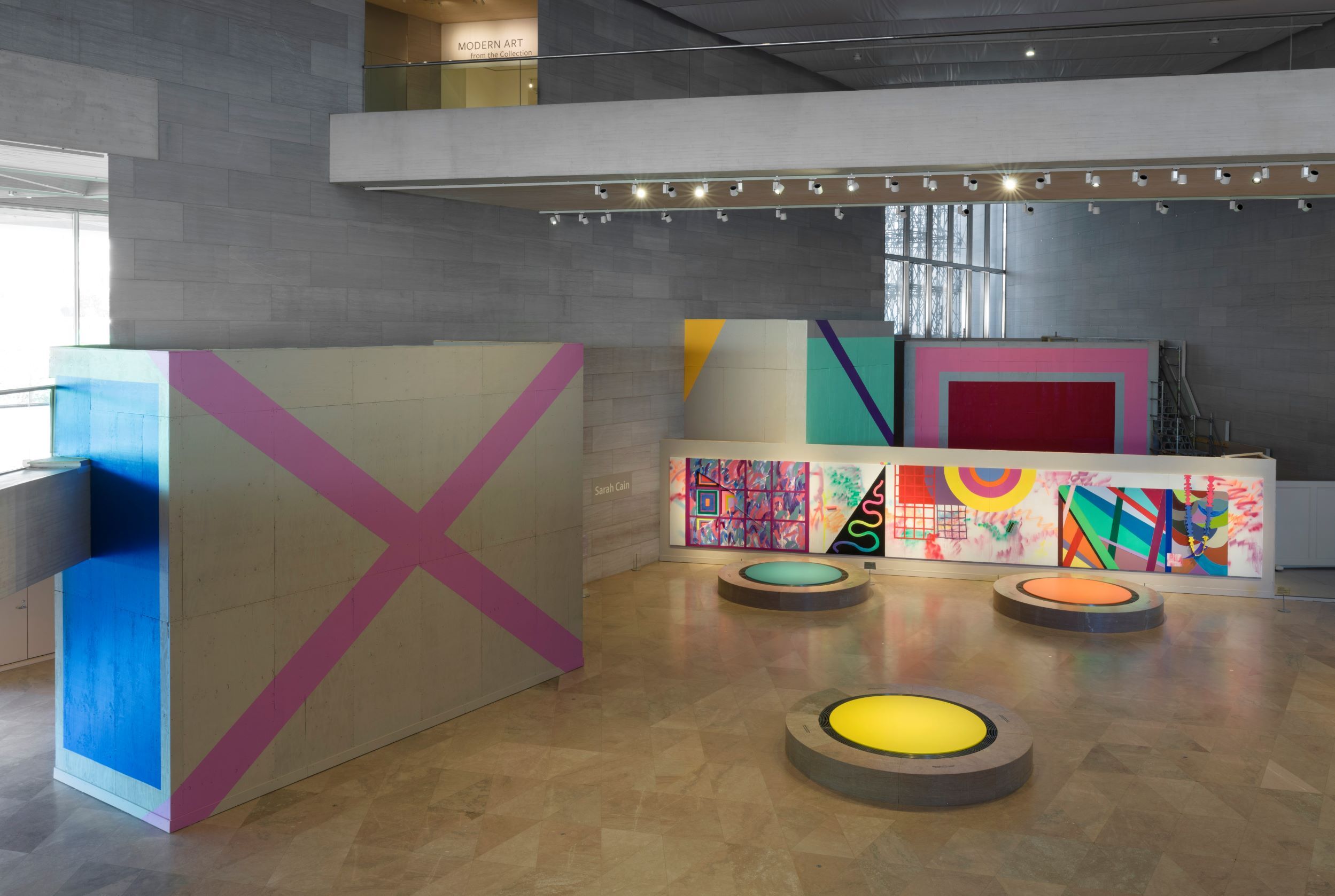 Sarah Cain, Installation view of My favorite season is the fall of the patriarchy, 2021, National Gallery of Art, Washington, D.C. Photo: Jeff McLane, courtesy of the artist.