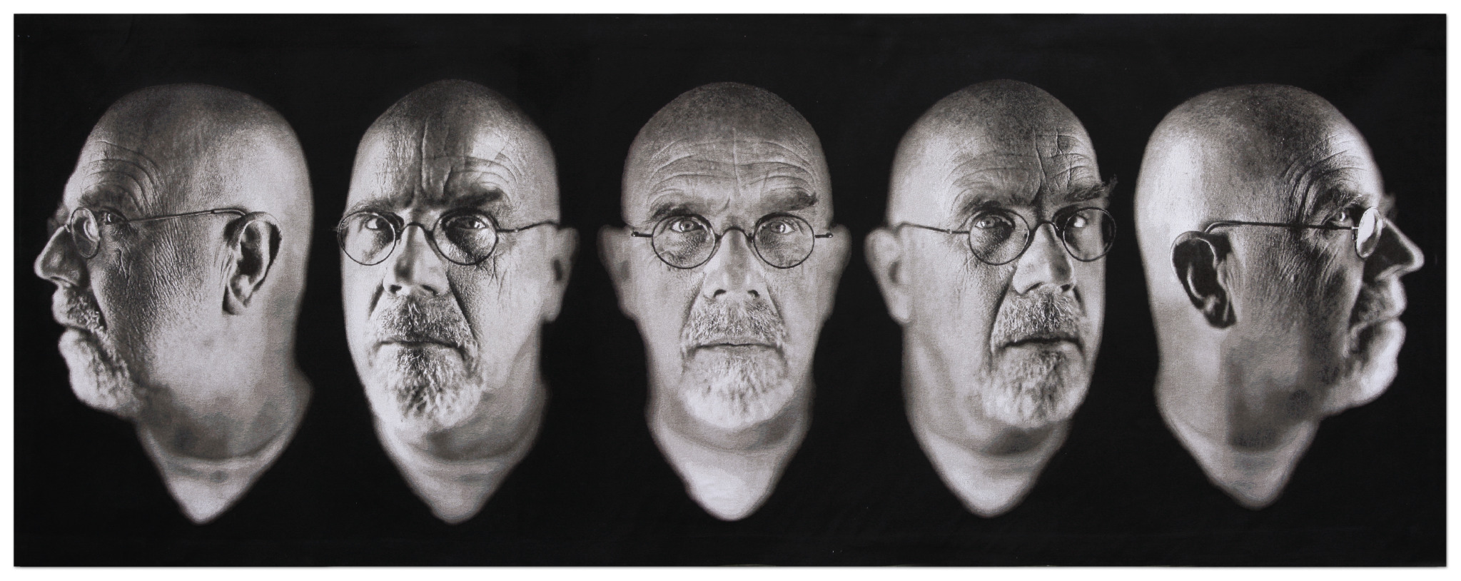 <p>Chuck Close. <i>Self-Portrait/Five Part</i>. 2009. Jacquard tapestry. Private Collection. Image courtesy of Magnolia Editions.</p>
