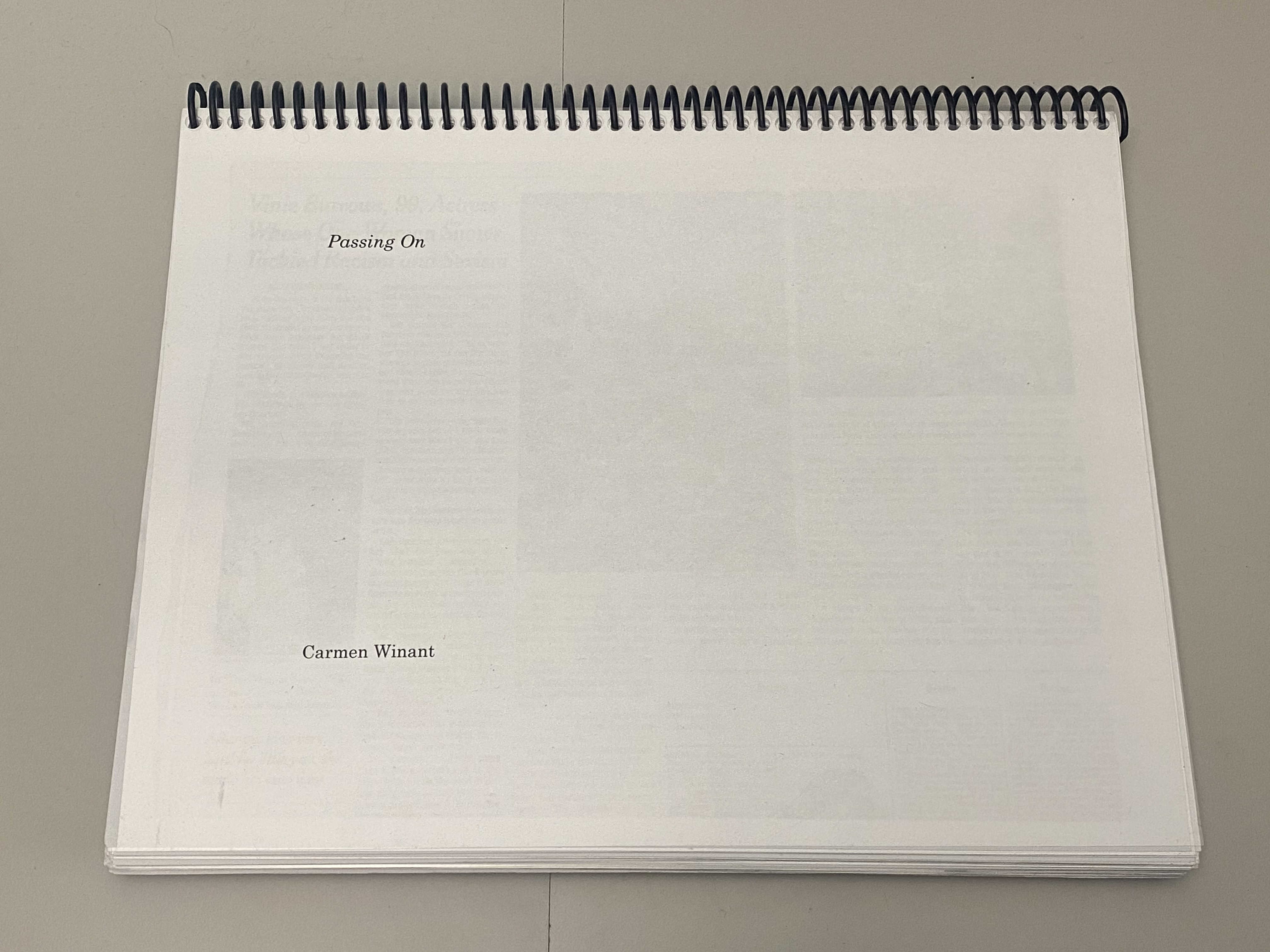 Passing On cover page