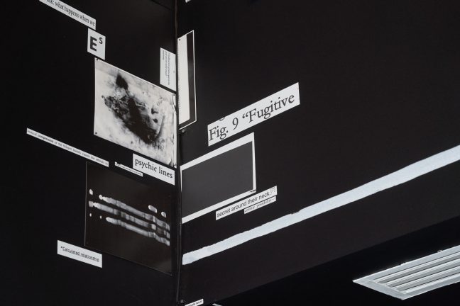 <p>Kameelah Janan Rasheed (U.S., b. 1985). <em>spillage collage</em>
[detail]. 2025. Photo Tex, paper, and map pins on wall. Courtesy of the artist and NOME Gallery, Berlin. [Installation view, <em>Kameelah Janan Rasheed: we leak, we exceed,</em> Henry Art Gallery, University of Washington, Seattle. 2025]. Photo: Jonathan Vanderweit.</p>
