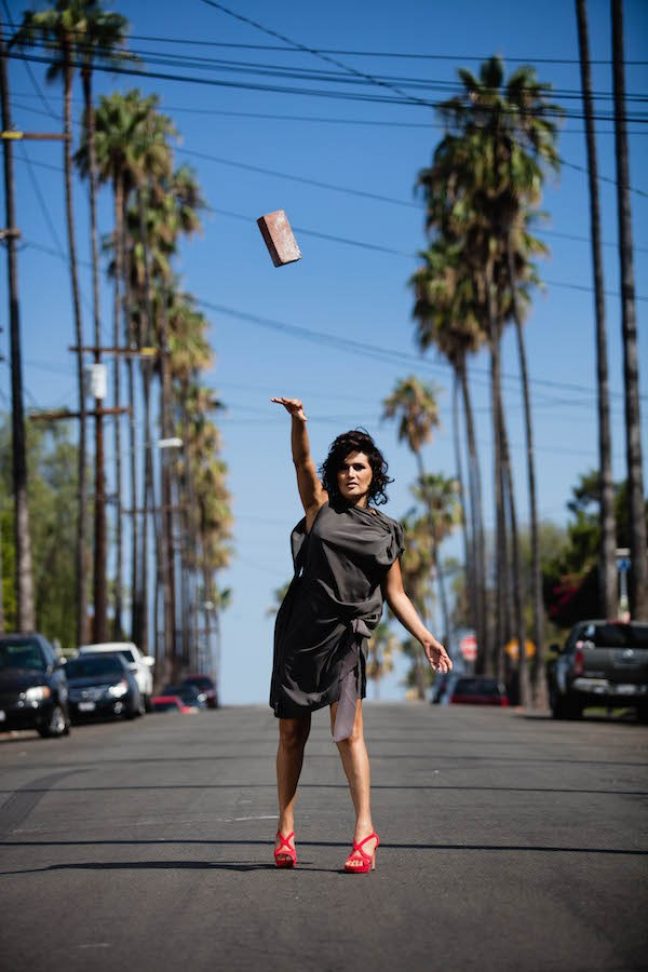 <p>Andrea Bowers (in collaboration with Ada Tinnell). <em>Throwing Bricks (Johanna Saavedra)</em>. 2016. Archival pigment print. Image: Courtesy of the Artist and Andrew Kreps Gallery, New York. </p>
