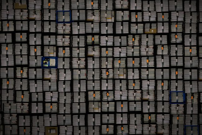 <p>Marion Stokes' tapes from the documentary "Recorder: The Marion Stokes Project." Courtesy of End Cue & Electric Chinoland.</p>
