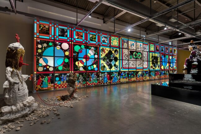 <p>Raúl De Nieves, Installation view of <em>Raúl De Nieves: Eternal Return and the Obsidian Heart</em>, 2020, MoCA, North Miami. Photo: Zachary Balber, courtesy of the artist, MoCA, North Miami, and Company Gallery, New York.</p>
