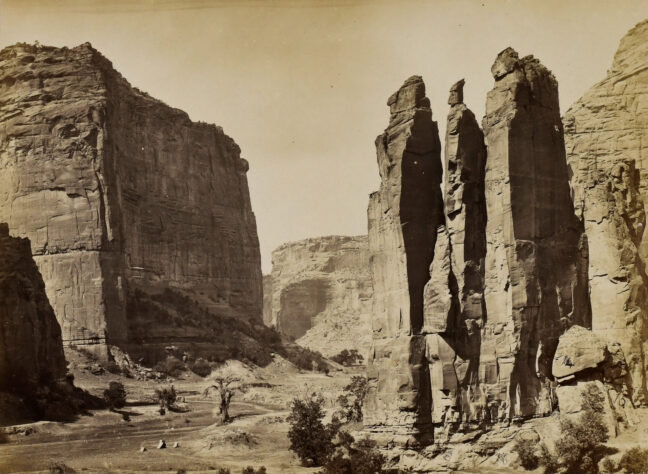 <p>Timothy O’Sullivan (U.S., ca. 1840-1882). <i>Canyon de Chelle</i>, 1873. Albumen silver print. Joseph and Elaine Monsen Photography Collection, gift of Joseph and Elaine Monsen and The Boeing Company, 97.124.</p>
