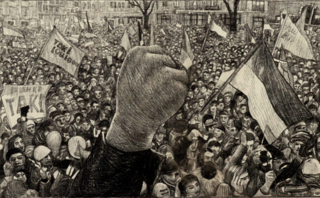 <p>Rirkrit Tiravanija (Argentina, Thailand, born 1961). Untitled (Demonstration no. 146). 2006. Pencil drawing on paper. Henry Art Gallery, gift of David Hoberman, Los Angeles, 2014.286.<br /></p>
