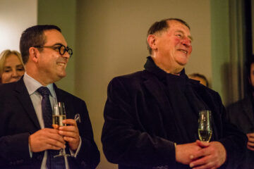 <p>Henry Deputy Director of Exhibitions, Collections, and Programs Luis Croquer and artist Franz Erhard Walther at the opening of <em>The Body Draws</em>.</p>
