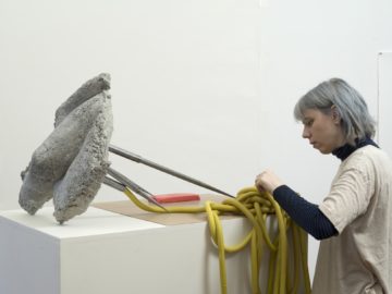 <p>Martha Friedman. (U.S., born 1975). Untitled. 2018. Concrete, rubber, and steel. Photo credit: John Berens. Courtesy of the artist.</p>
